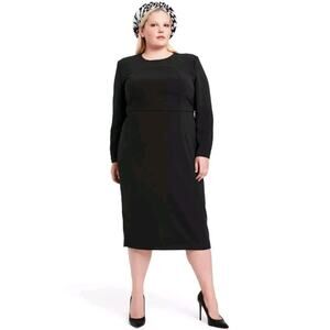 Sergio Hudson Target Women's Plus Size Strong Shoulder Midi Dress - Black 2X